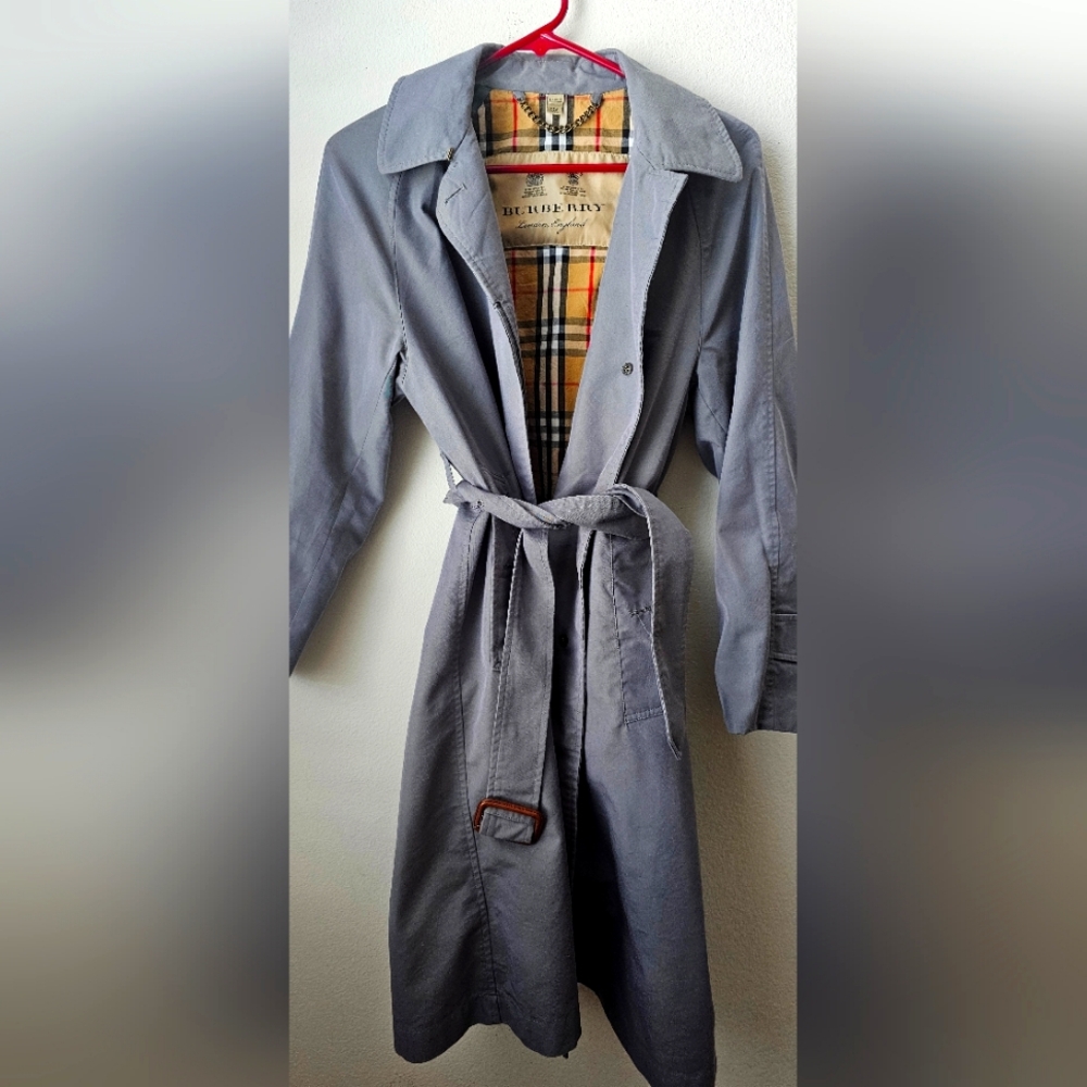 Burberry Blue Grey Trench Coat women's size 4